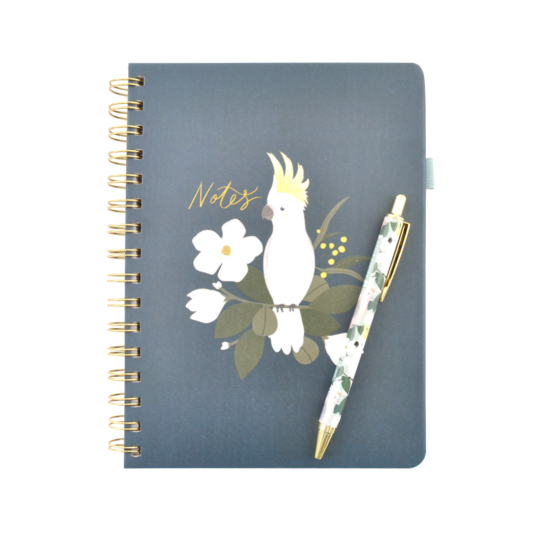 Hardcover Notebook With Pen - Cockatoo